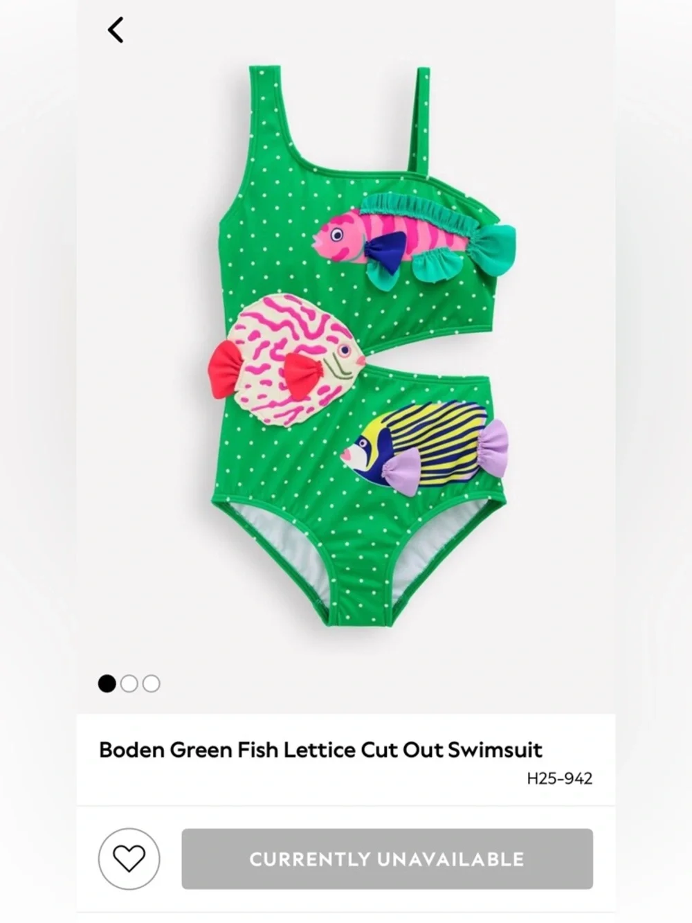 NWT Mini Boden Girls Fish Appliqué Swimsuit 👙🐠